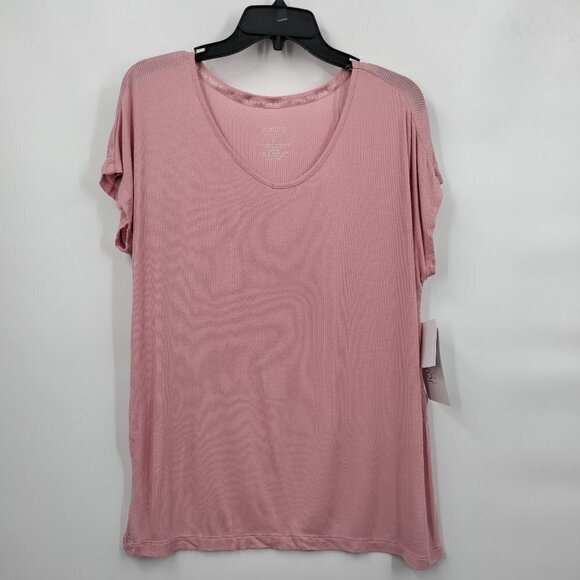 Jones New York Tops - New Jones New York Ribbed U-Neck Short Sleeve Oversized Top Small Women Pink